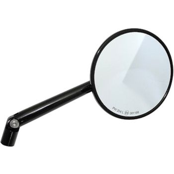 Mirror, Round, d=100mm, Aluminium, Black, Stem 185mm, incl. Holder for YAMAHA LH/RH Thread, 1 Piece