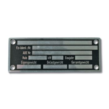 Type Label, Rivet Version, 1 Piece, approx. 30x80mm