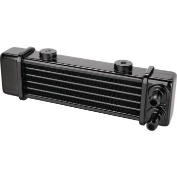 Jagg Oil Cooler 6 Row, black, size approx. 200x54x33mm, connections for oil pipe item 90091/90144 (10mm), M6 fixings with distance 90mm