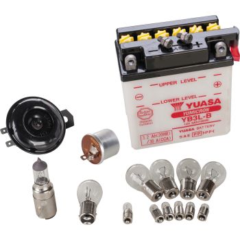 Add-On Kit Basic for item 50544/50555 12V Conversion (contains all 12V bulbs, YUASA battery, flasher relay and horn, OEM headlight remains)