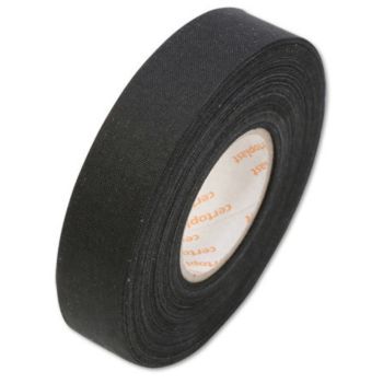 Cotton insulation tape black 19mm/25m, with age-resistant, transparent rubber adhesive, suitable for insulation of cable harnesses, highly adhesive