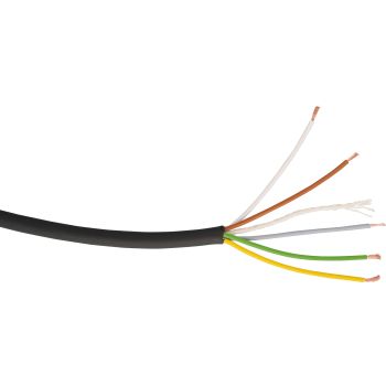 Cable, 1 Metre, 5-Way 0.25sq.mm, colour-coded, black PVC shell, outer diameter 4.8mm