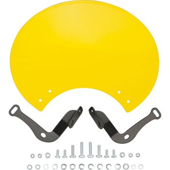 Number Plate 'Six Days', Preston Petty plastic yellow, ready to mount with black stainless steel brackets, for original headlight brackets, tilt +/-.