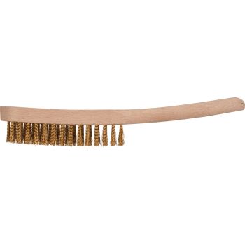 Wire Hand Brush, Wavy Steel Wire 0,30mm, Three Rowed, Wooden Handle, approx. 28cm