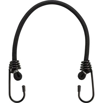 Elasticated Strap with Plastic-Coated Metal Hooks, length 40cm, black, 1 piece