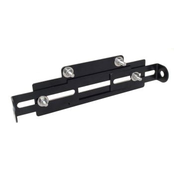 Universal License Plate Bracket, Aluminium, Black Anodized incl. Indicator Lights Brackets, Base Plate 182x65mm, Indicators 190-270mm