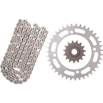RX-Ring Chain Kit 15T front/39T rear, RK520 XSO2, 102 links, OPEN TYPE, fine geared front sprocket, clip- and rivet chain joint