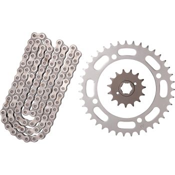 XW-Ring Chain Kit, 15T front/39T rear, RK520XRE,102 Links, OPEN TYPE, coarse geared front sprocket, incl. clip- and rivet chain joint