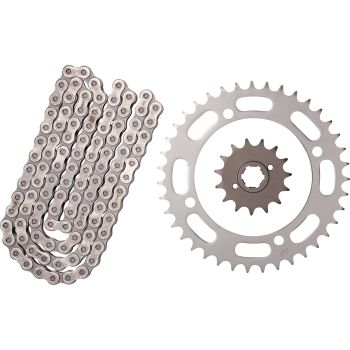 RX-Ring Chain Kit 15T front/39T rear, RK520XSO2,102 Links, OPEN TYPE, Coarse Geared Front Sprocket, incl. clip- and rivet chain joint