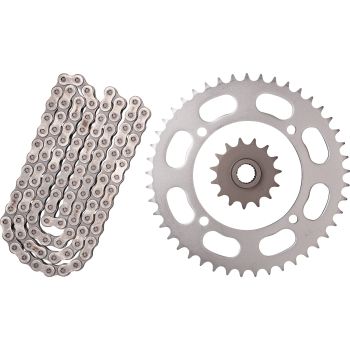 RX-Ring Chain Kit 15T front/45T rear ,106 links, open type, RK520XSO2, fine geared front sprocket, incl. clip- and rivet chain joint