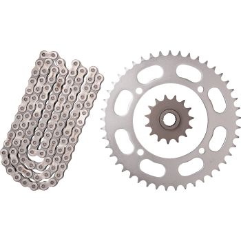 XW-Ring Chain Kit 15T front/45T rear ,106 links, open type, RK520XRE, fine geared front sprocket, incl. clip- and rivet chain joint