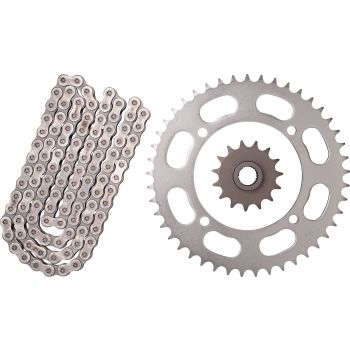 RX-Ring Chain Kit 15T front/45T rear, 110 links, open type RK520XSO2, incl. rivet- and clip chain joint