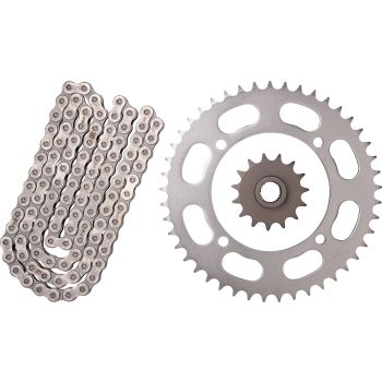 XW-Ring Chain Kit 15T front/45T rear, 110 links, open type RK520XRE, incl. rivet- and clip chain joint
