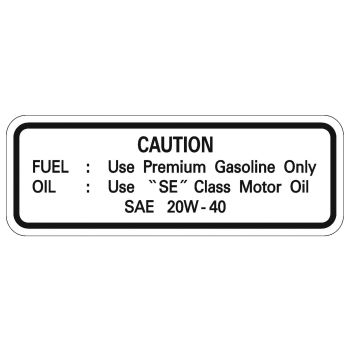 'Service'- Decal, FUEL-OIL (4Z, 20W-40)