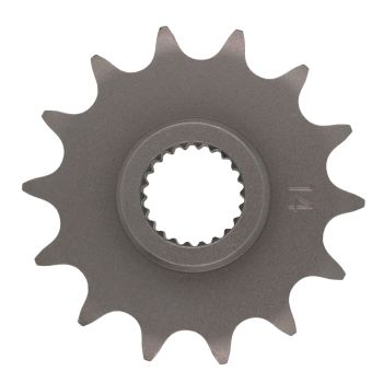 14T Sprocket, fine geared shaft  (collar approx. 9.6mm, total thickness 15.6mm)