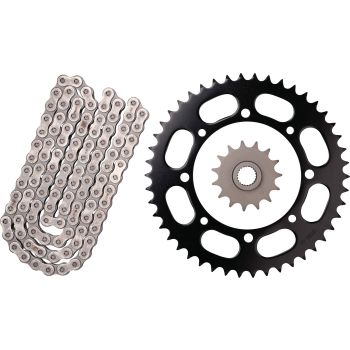 RX-Ring Chain Kit 15T front/46T rear, 110 links, open type RK520XSO2, incl. rivet- and clip chain joint