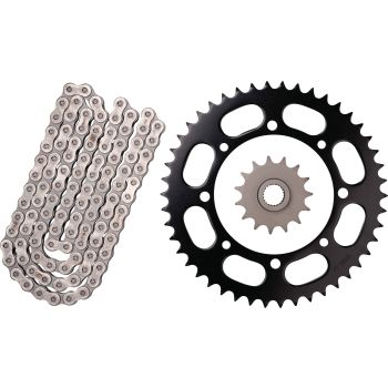 XW-Ring Chain Kit 15T front/46T rear, 110 links, open type RK520XRE, incl. rivet- and clip chain joint