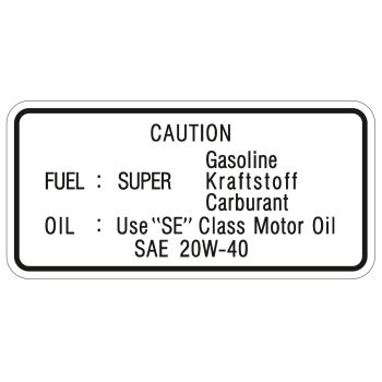 Service Sticker, FUEL-OIL (SUPER, 20W-40)