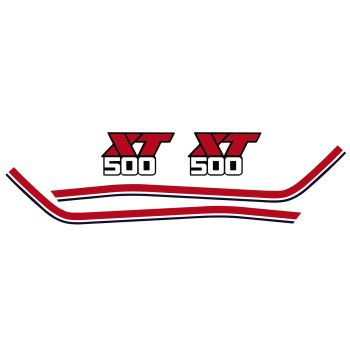 Fuel Tank Decal XT500 '86-'88, Red/Dark Blue/White, complete Set LH/RH, overcoatable