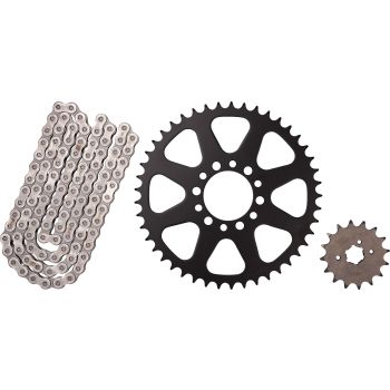 XW-Ring Chain Kit 16T front/45T rear, RK520XRE, 102 Links, OPEN TYPE, clip- and rivet chain joint