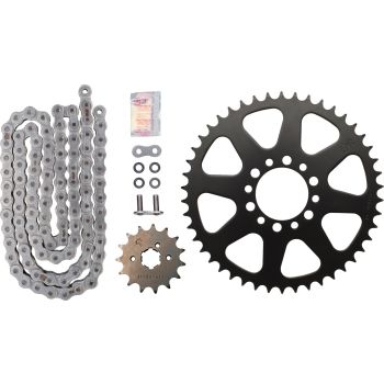 XW-Ring Chain Kit RK520XRE 15T front/46T rear, 98 Links, OPEN type chain, incl. clip- and rivet chain joint