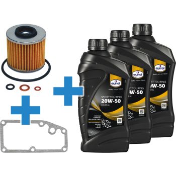 Oil Change Set 500cc w/ 3l Oil 20W50 Mineral Motorcycle-Oil, Oil Sump Gasket, Oil Filter + Gaskets/O-Rings