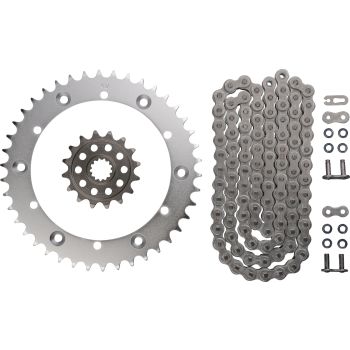 XW-Ring Chain Kit 'Slim Black' 16/42(102 Links, open type chain) RK520XRE, incl. Clip & Rivet Chain Joint