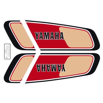 Fuel Tank Decal XT500´'77 Black/Red/Beige, overcoatable, complete Set LH/RH, incl. Service-Sticker