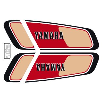 Fuel Tank Decal XT500´'77 Black/Red/Beige, overcoatable, complete Set LH/RH, incl. Service-Sticker