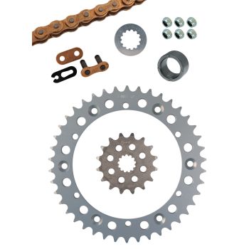 SR500 'Racing Chain Kit', complete with 16T Front Sprocket, 42T Alu Rear Sprocket, DID Racing Chain 520ERT3/102 Links + Clip Joint and Small Parts