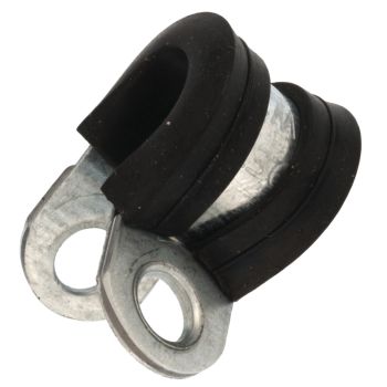 Hose Clamp, rubberized, suitable for 8mm diameter, zinc plated, 1 piece