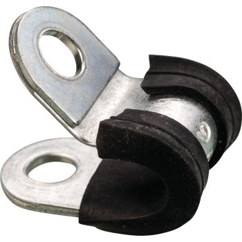 Rubberised Hose Clamp, for 6mm diameter, bandwidth 15mm, galvanised, 1 piece