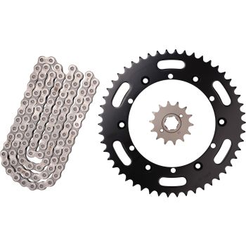 RX-Ring Chain Kit 15T front/50T rear, RK520XSO2, 112 links, open type, coarse geared front sprocket, incl. clip- and rivet chain joint