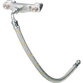 KEDO Twin Feed Oil Line Kit 'Classic', with steel-braided oil line and CNC-milled aluminium distributor block, Complete Kit