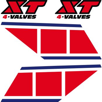 Tank Decal red/blue, 4pcs. complete right + left side, decor template = Type 43F, vehicle base color black