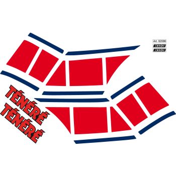 Fuel Tank Decal Red/Dark Blue/Black, 4 Pieces, Right & Left incl. Ténéré Lettering