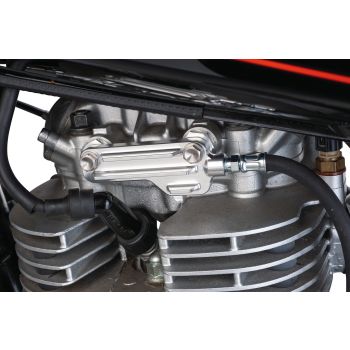 KEDO Twin Feed Oil Line 'Vintage' with Black Textile Hose (Silver Anodised Aluminium Distributor)