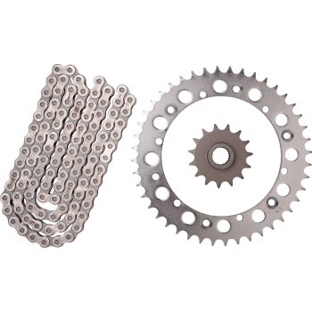RX-Ring Chain Kit 15T front/44T rear, RK520XSO2, 112 links, open type, fine geared front sprocket, incl. clip- and rivet chain joint