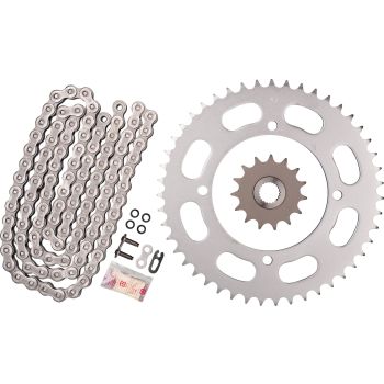 X-Ring Chain Kit 15/47 (114Links) DID 520VX3, open type with clip chain joint, black, fine geared front sprocket with 15.6mm flange, alternative -></picture> 93603