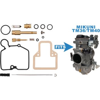KEDO TM36 Carburettor Rebuild-Kit containing all gaskets, jet needle, needle jet, mixture screw, float valve, boot for accelerator pump (no jets)