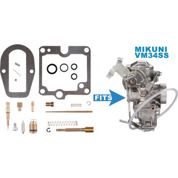 KEDO Carburettor Rebuild-Kit incl. choke piston, -spring & -ball, gasket for actuating shaft (Main Jet #300, Pilot Jet #25)