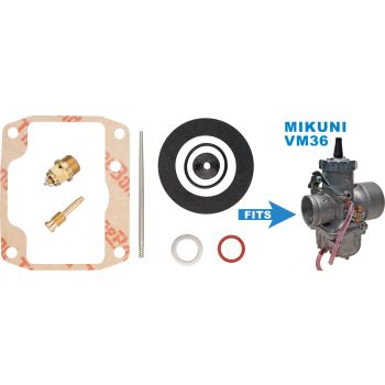 KEDO VM36 Carburettor Rebuild Kit, incl.  Gaskets, Jet Needle, Float Valve, CO-Screw (Pilot Mixture Screw), Clip, NO JETS