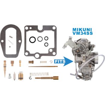 KEDO Carburettor Rebuild-Kit incl. choke piston, -spring & -ball, gasket for actuating shaft (Main Jet #300, Pilot Jet #25) --></picture> alternative see item 94032