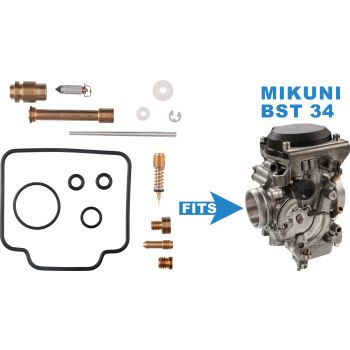 KEDO Carburettor Rebuild-Kit fits Mikuni BST-34 carburetor (Main Jet #165, Pilot Jet #45, Mounting Instructions see Downloads)