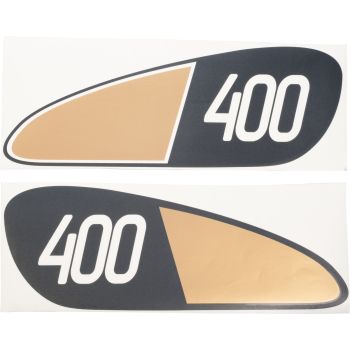 Fuel Tank Decal 'Homage', inspired by the decor of the legendary XT500, foil is self-adhesive, black/gold, complete set LH/RH