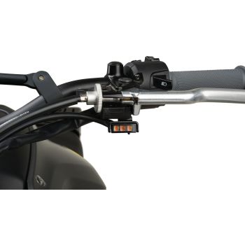 JvB-moto 'Super7' LED front indicator lights incl. black coated stainless steel bracket , 1 pair, 'E'-approved, ready-to-mount