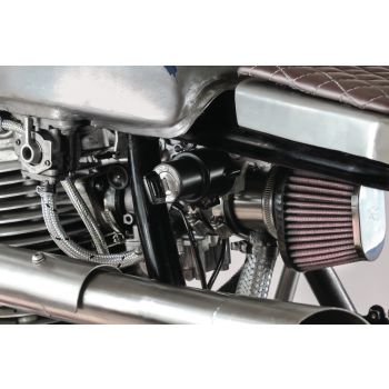 Ignition Lock Bracket, left, for moving the original ignition lock under the seat, stainless steel black, incl. mounting material